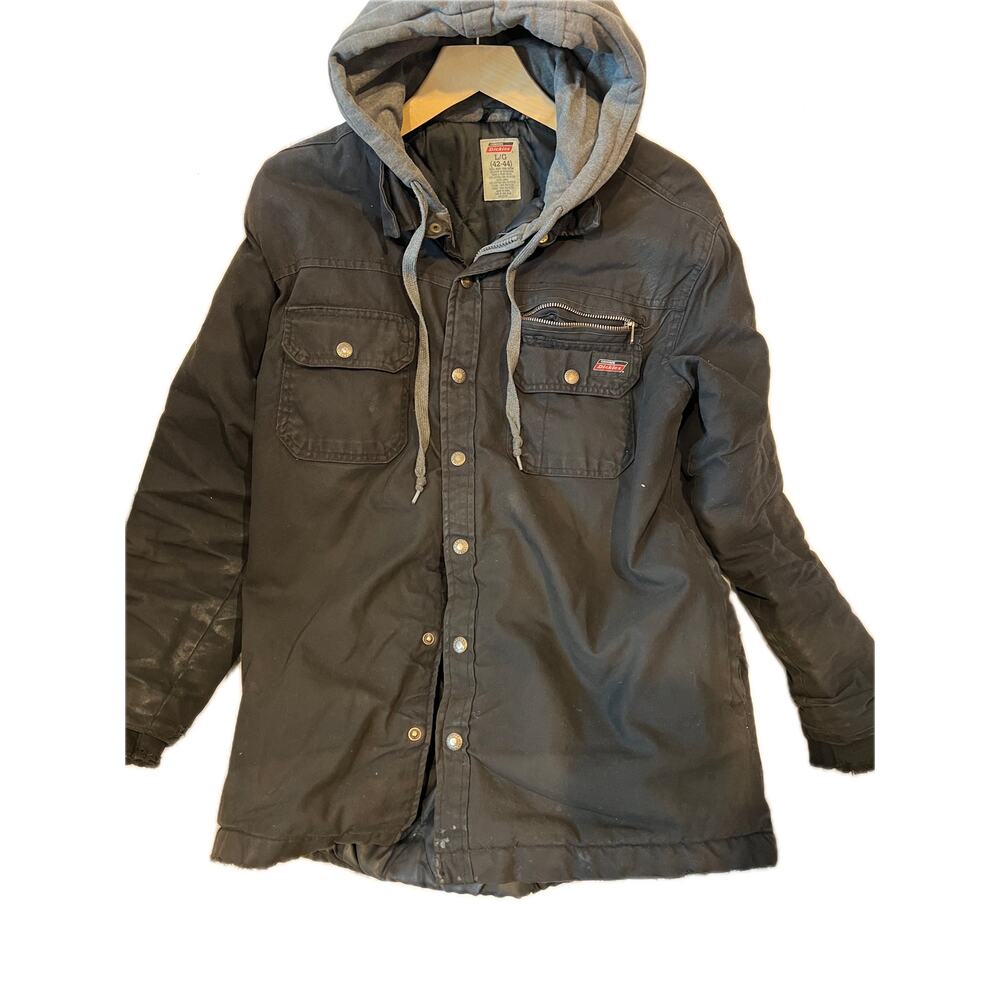 Dickies Vintage Beige Hooded Denim Jacket, Men's L (42-44)